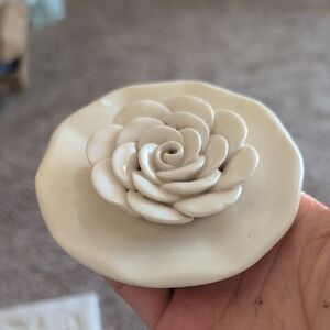 Ceramic Rose Trinket Dish in Cream - Cottagecore Farmhouse
